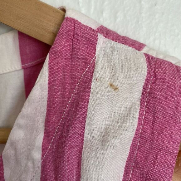 Vintage Pink White Wide Stripe Cotton Button Vest Women’s 10 Summer Kidcore - Picture 7 of 8